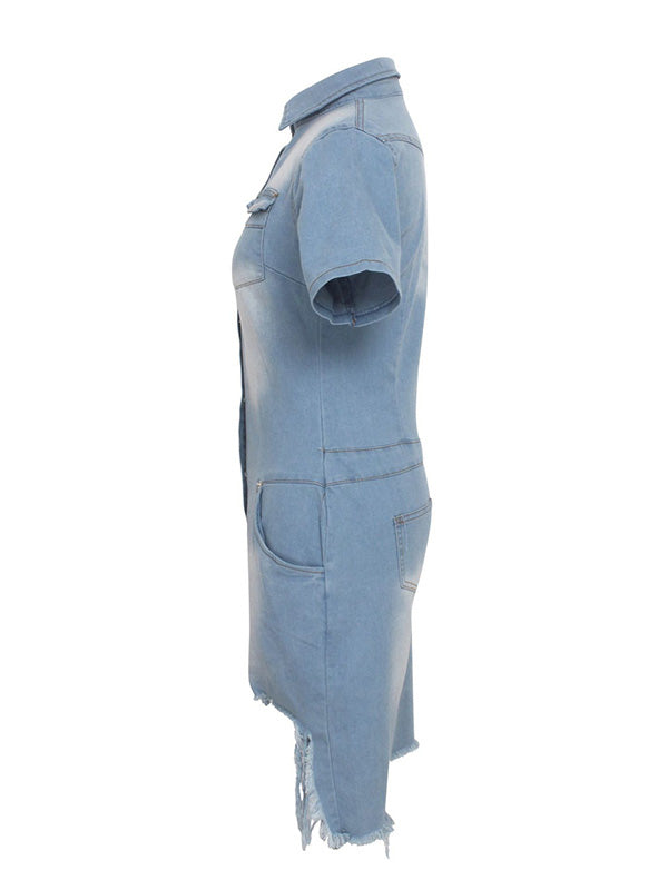 Women Short Sleeve Jeans Romper