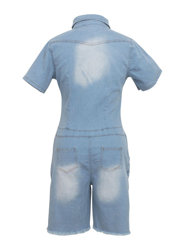 Women Short Sleeve Jeans Romper