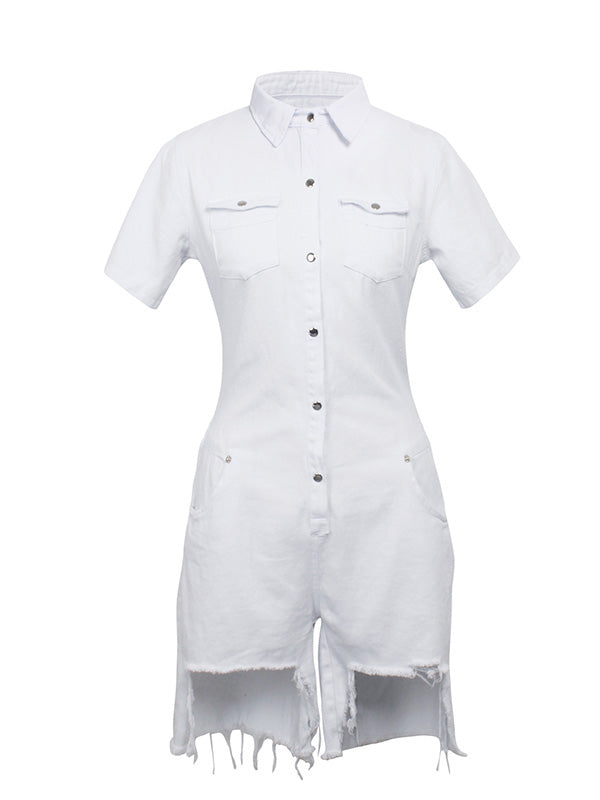 Women Short Sleeve Jeans Romper