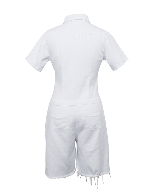 Women Short Sleeve Jeans Romper