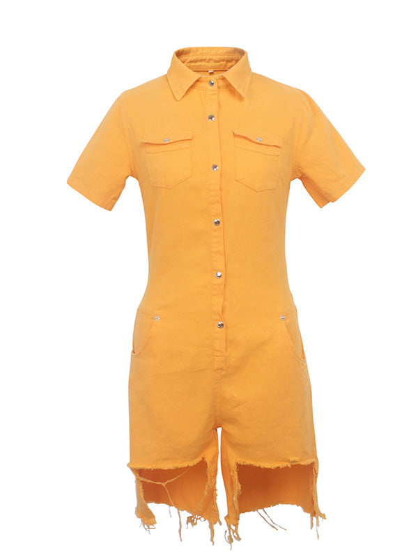 Women Short Sleeve Jeans Romper