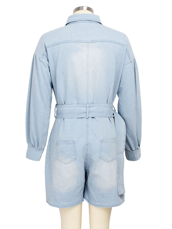 Women Long Sleeve Jeans Romper