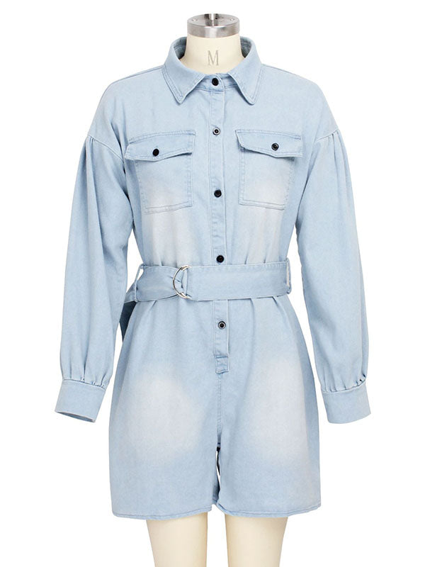 Women Long Sleeve Jeans Romper