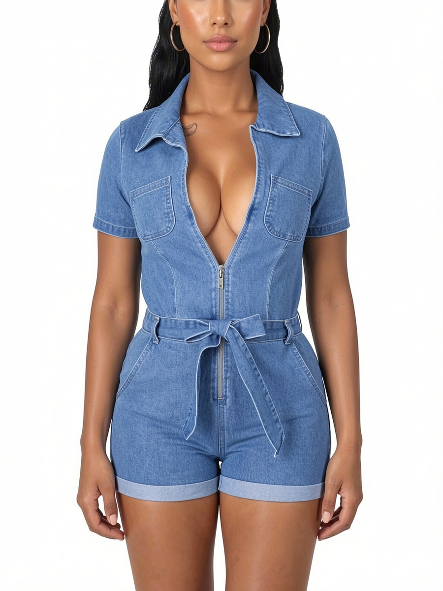 Women Denim Sexy Short Romper