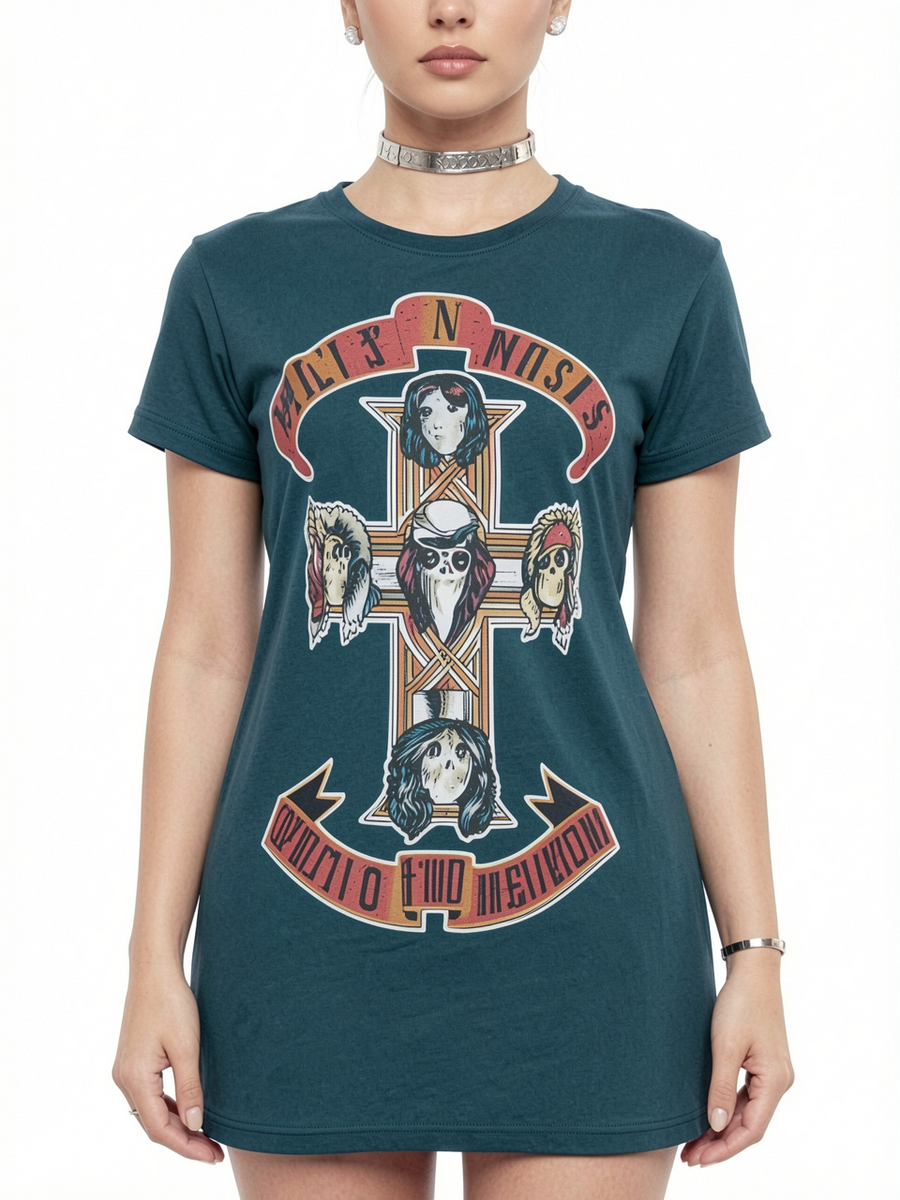 Women Casual Graphic T-Shirt Dress