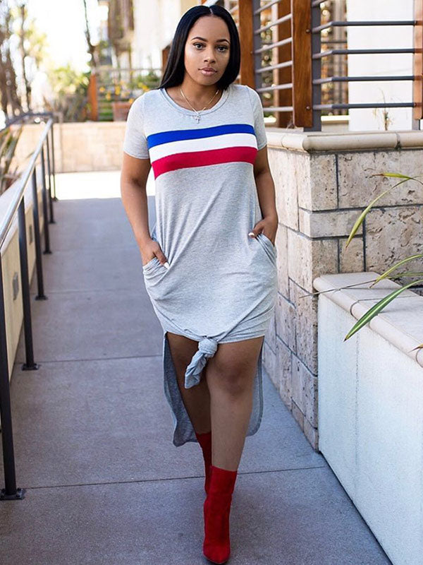 Women Summer Casual Split T-Shirt Dress