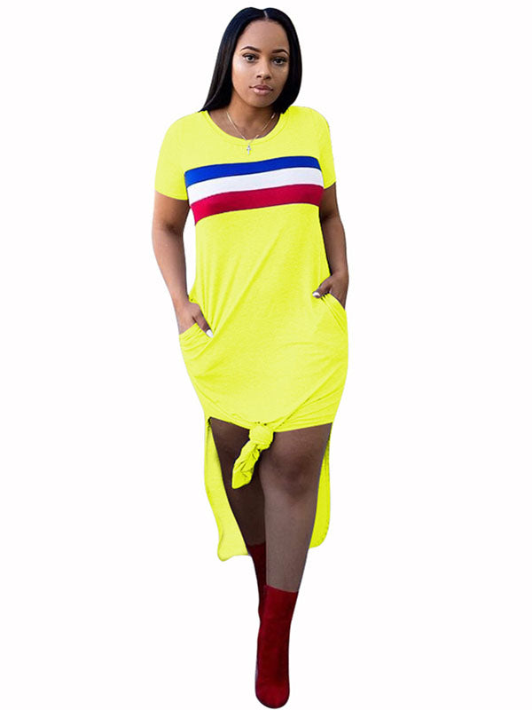 Women Summer Casual Split T-Shirt Dress