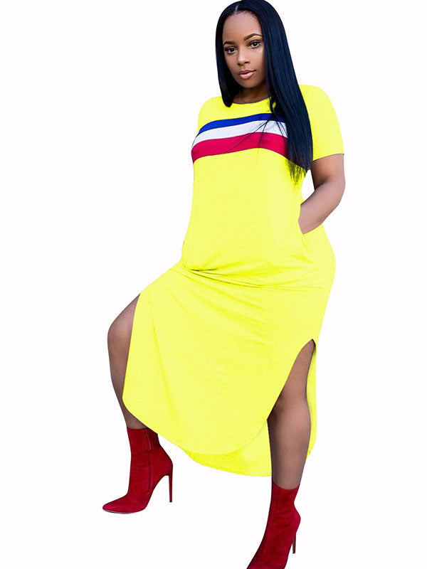 Women Summer Casual Split T-Shirt Dress