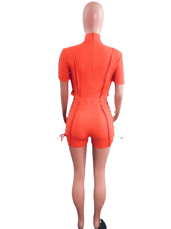 Women Fashion Lace Up Romper Jumpsuit