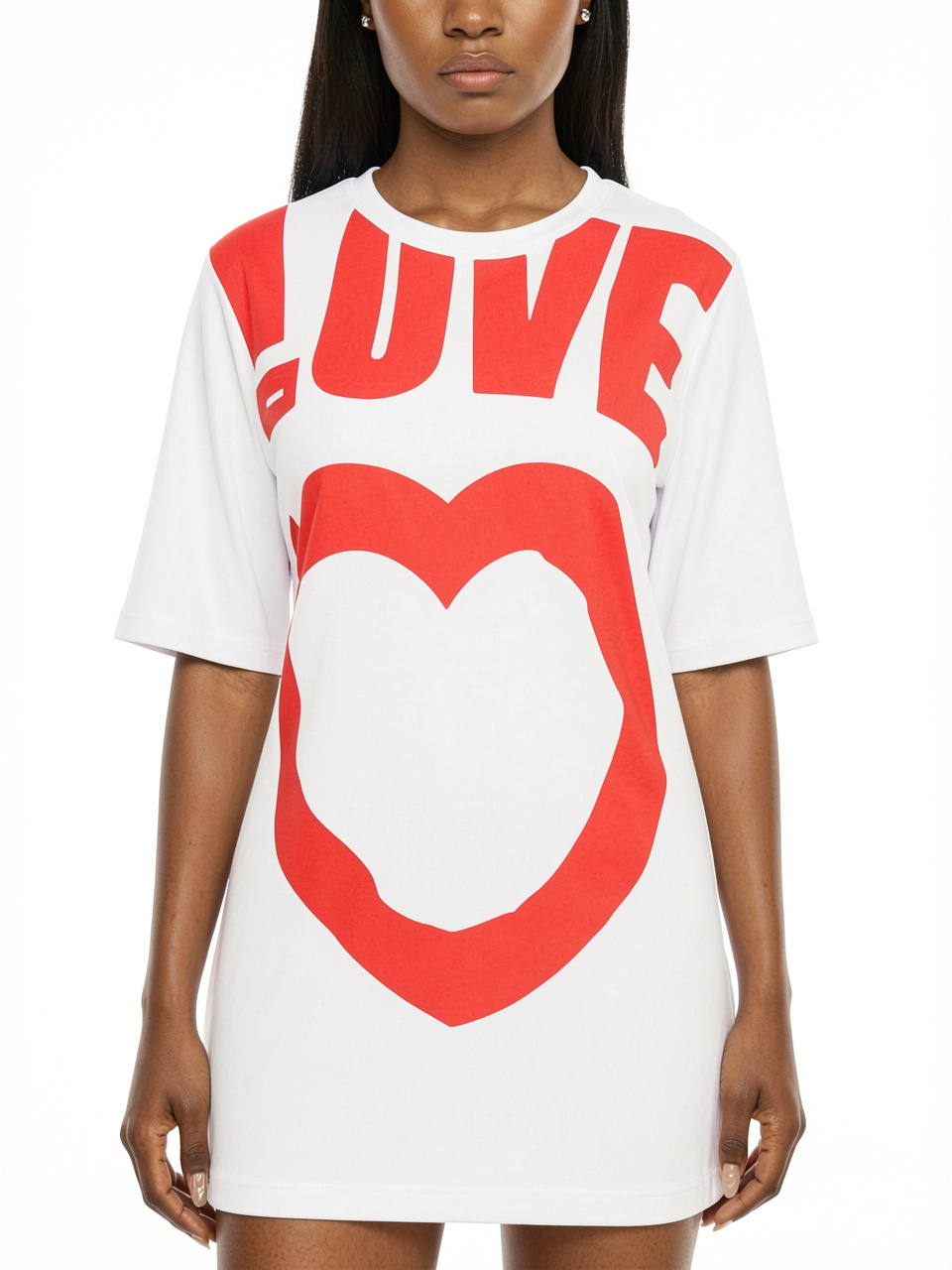 Women Casual Heart Printed T-Shirt Mini Dress