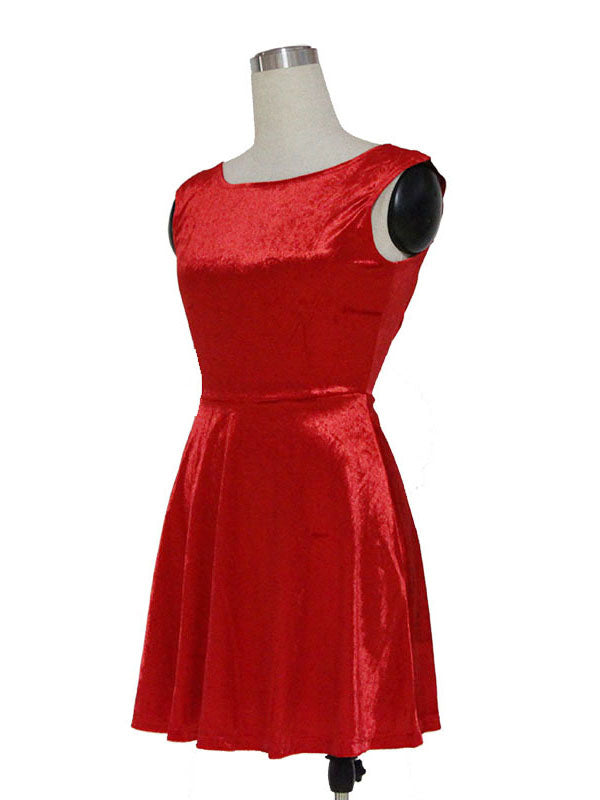 Red Backless Skater Mini Dress