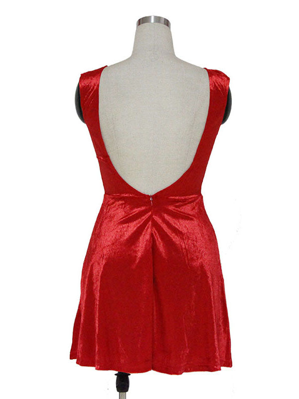 Red Backless Skater Mini Dress