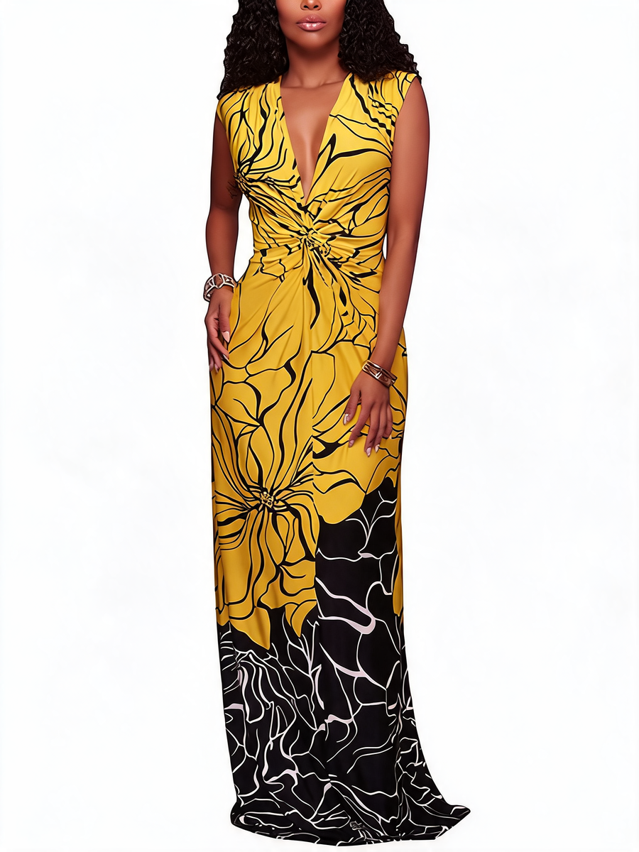 Floral Print Bohemian Maxi Dress