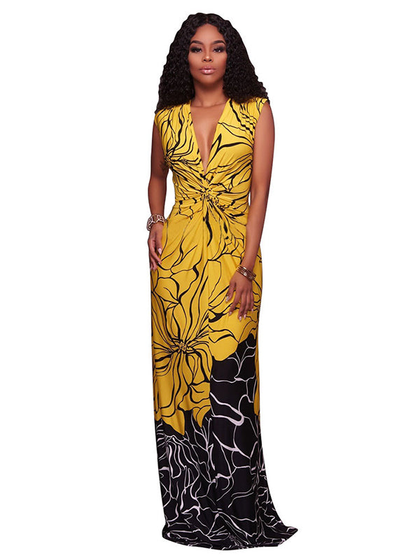 Floral Print Bohemian Maxi Dress