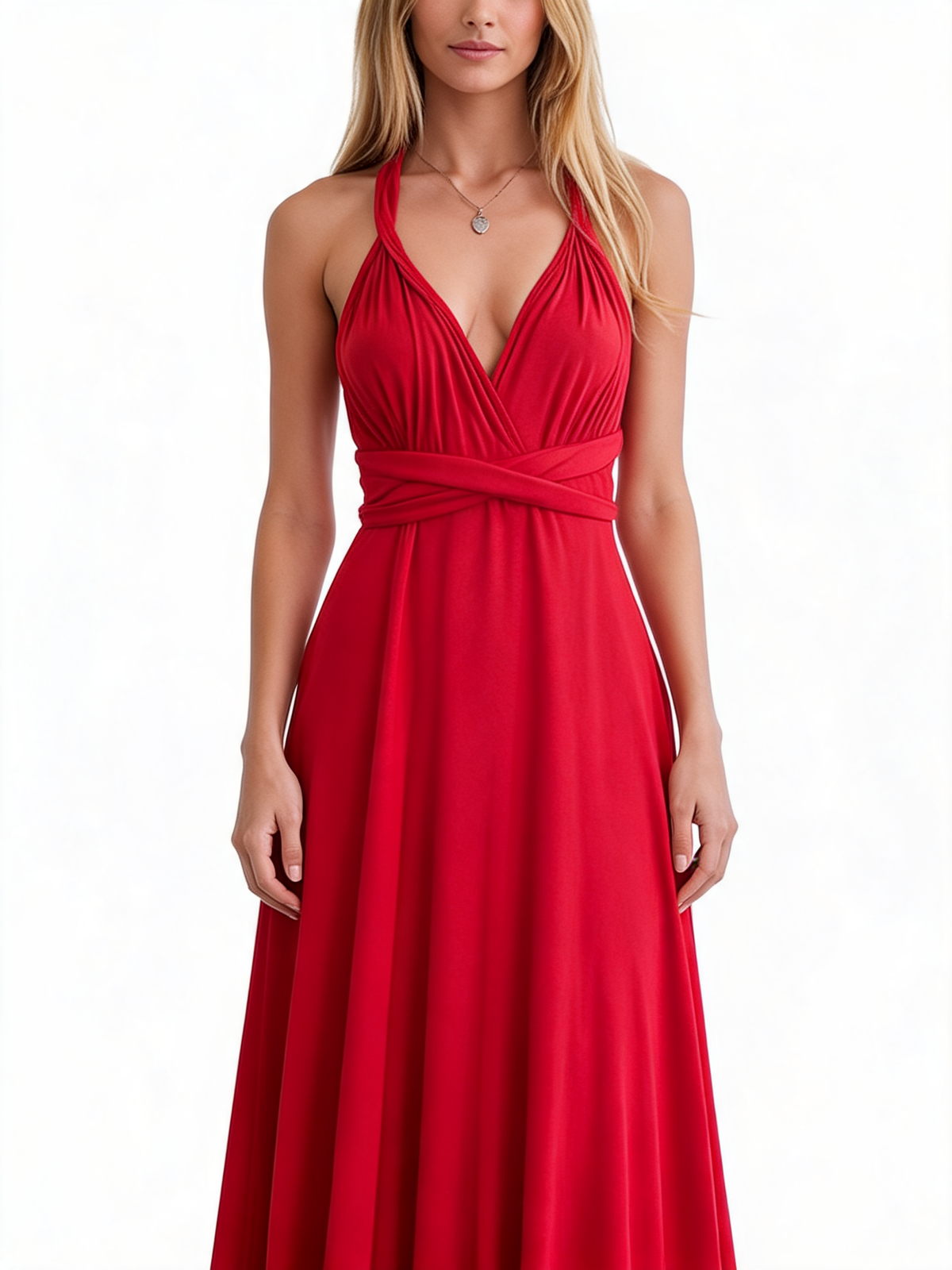 Sleeveless Backless V Neck Maxi Evening Dress