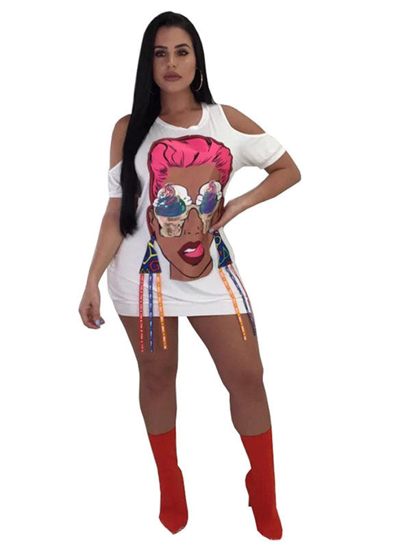 Fashion Print Casual Mini T-Shirt Dress