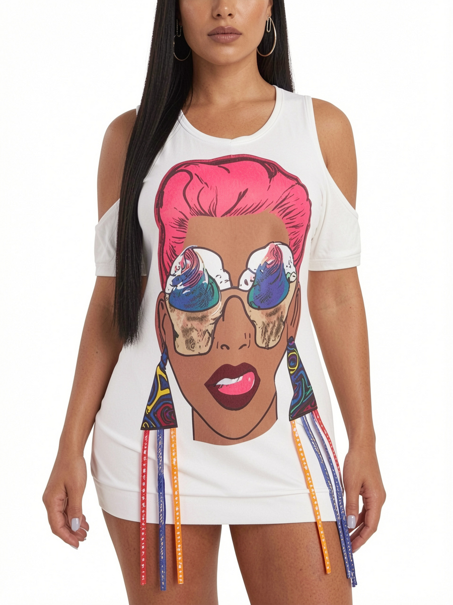 Fashion Print Casual Mini T-Shirt Dress