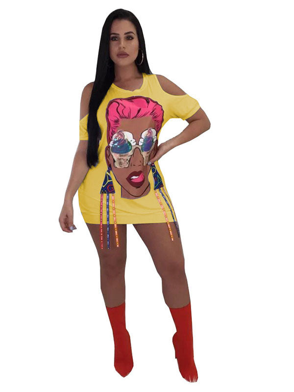 Fashion Print Casual Mini T-Shirt Dress