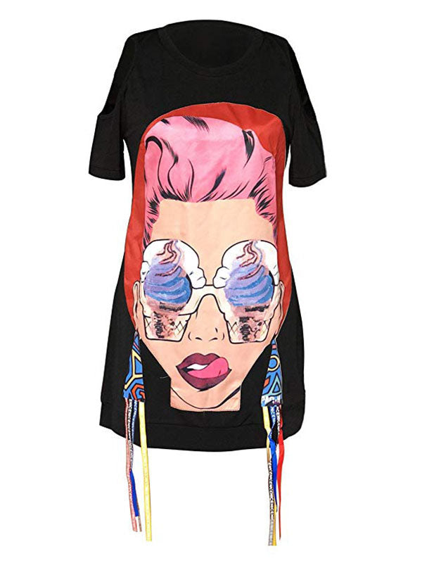 Fashion Print Casual Mini T-Shirt Dress